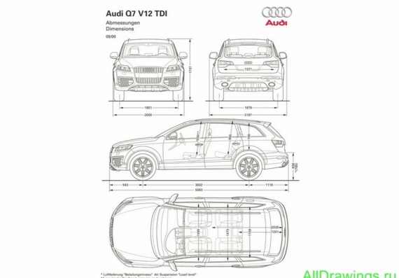 Audi Q7 (Ауди Q7) - чертежи (рисунки) автомобиля